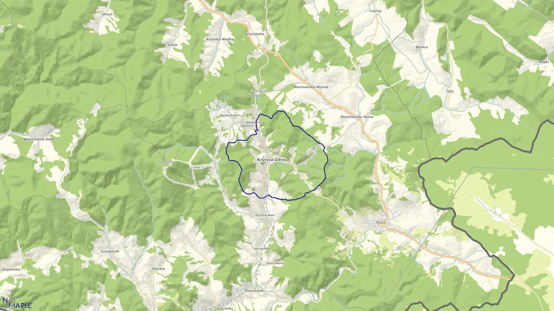 Mapa obrębu Krynica Zdrój w gminie Krynica-Zdrój