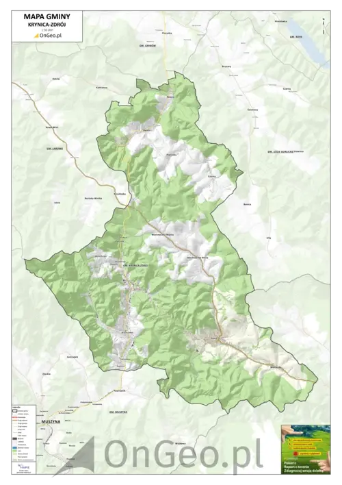 Mapa gminy Krynica-Zdrój